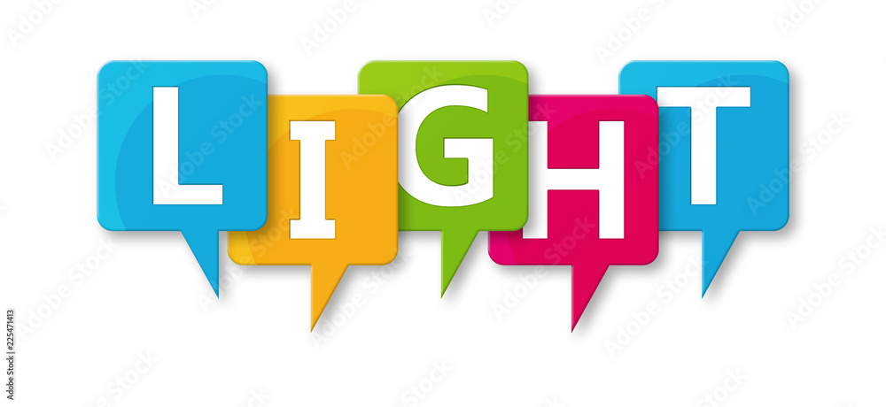 Light - letters written in beautiful boxes on white background Light - letters written in beautiful boxes on white background