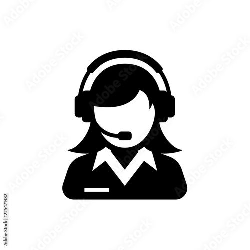 Female support service  / customer care / administrator silhouette icon.