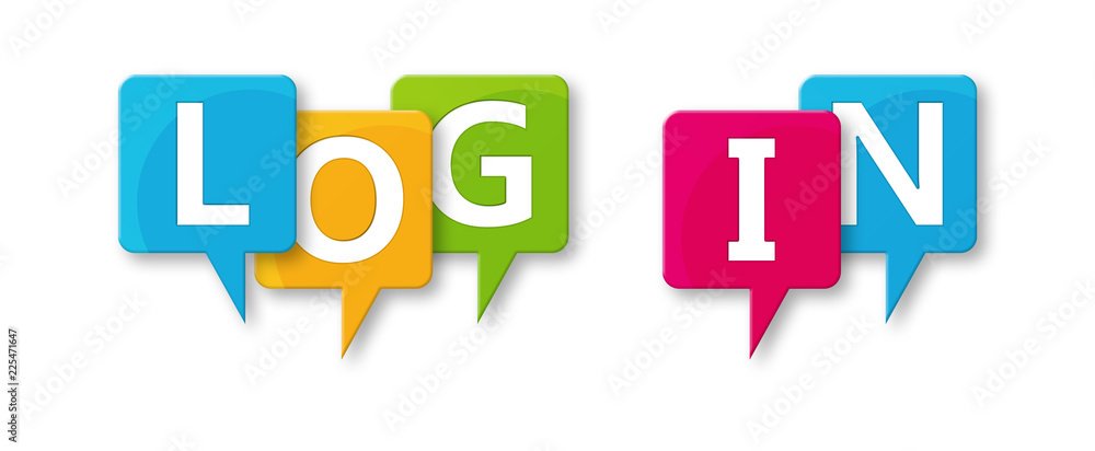 Log In - letters written in beautiful boxes on white background Log In - letters written in beautiful boxes on white background