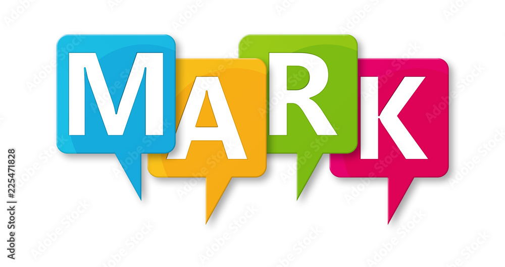 Mark - letters written in beautiful boxes on white background Mark - letters written in beautiful boxes on white background