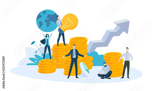 Vector illustration concept of banking, investment, growth money, loans for business. Creative flat design for web banner, marketing material, business presentation, online advertising.
