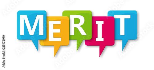 Merit - letters written in beautiful boxes on white background