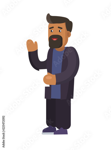 Bearded Man Dressed Casually Vector Illustration