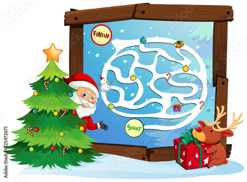 Santa claus maze game template