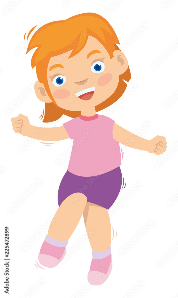 Cartoon of cute girl dancing and he look so spirit Cartoon of cute girl dancing and he look so spirit