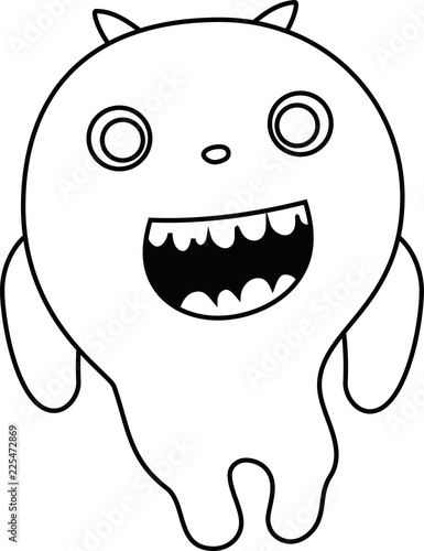 White cartoon cute monster vector