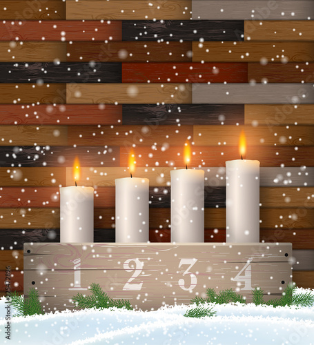 Advent candle holder with four white candles