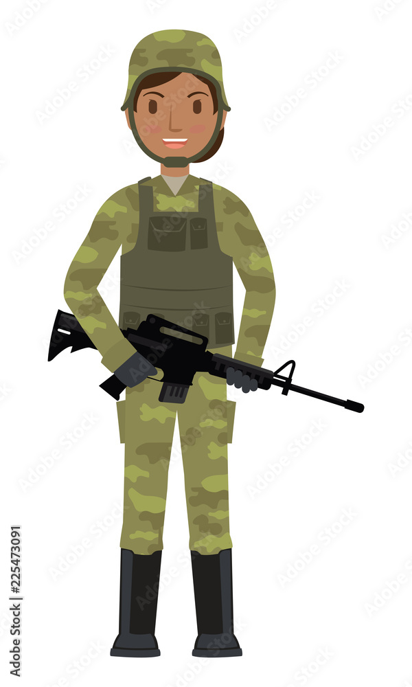 Vector illustration of African soldier holding on the weapon Vector illustration of African soldier holding on the weapon