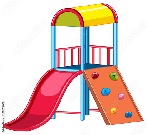 Playground equipment with slide and rock climber