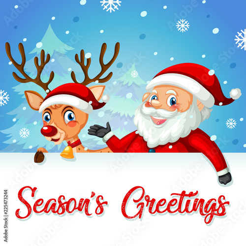 Deer and santa seasons greetings