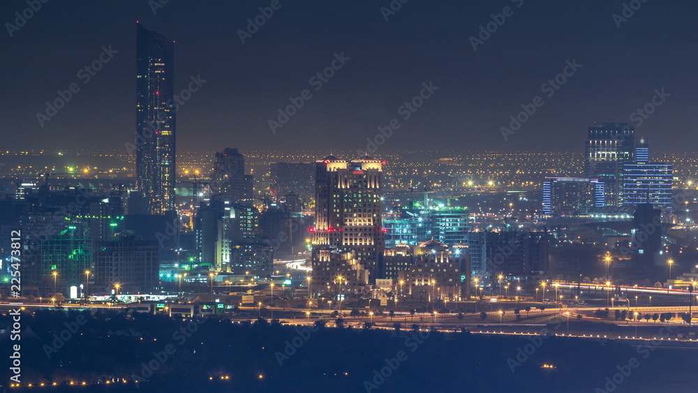 Aerial view to Festival city district timelapse with construction site