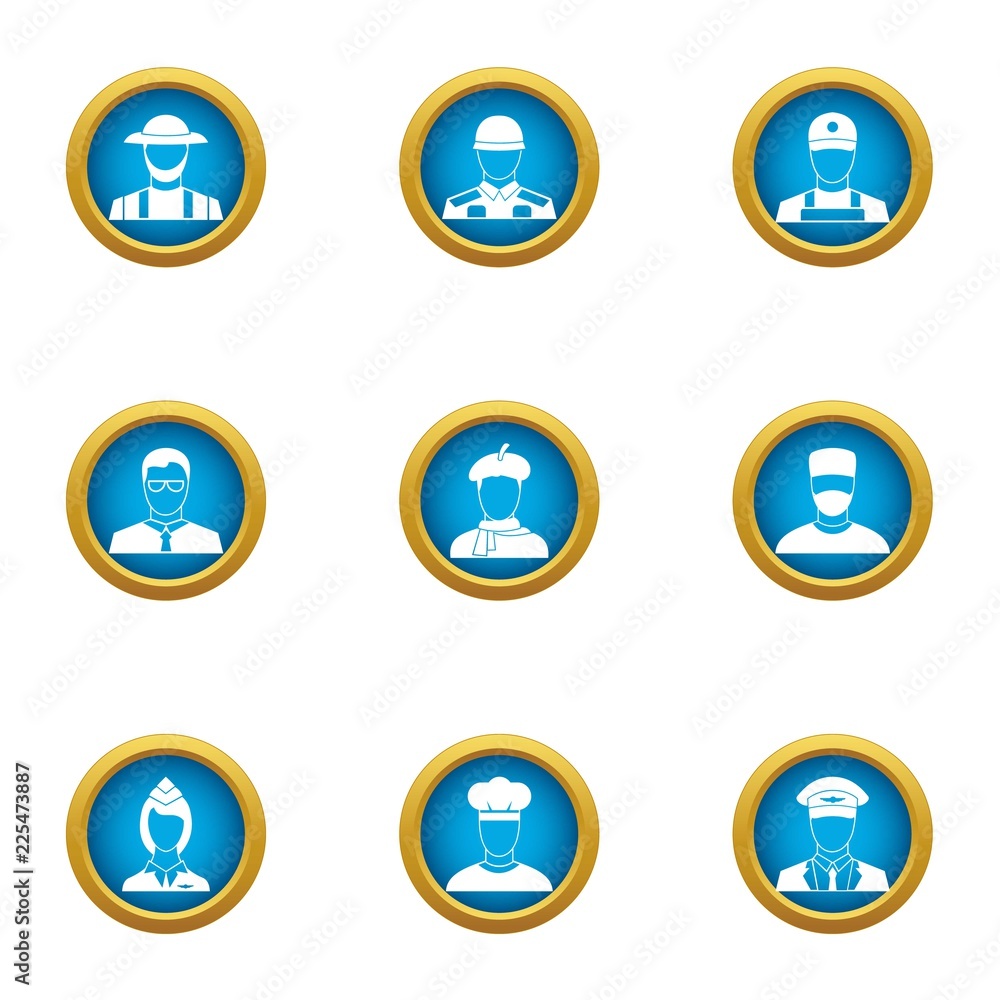 Beneficiary icons set. Flat set of 9 beneficiary vector icons for web isolated on white background