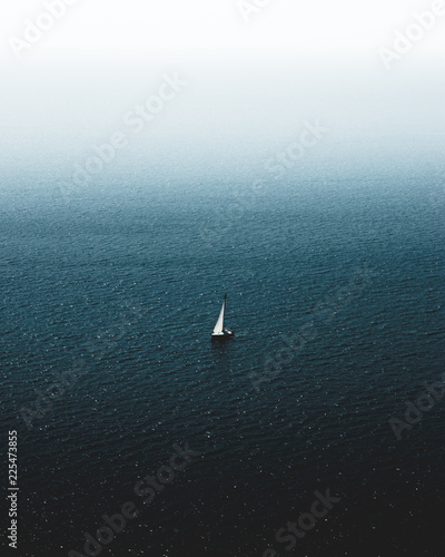 lonely yacht in the black sea
