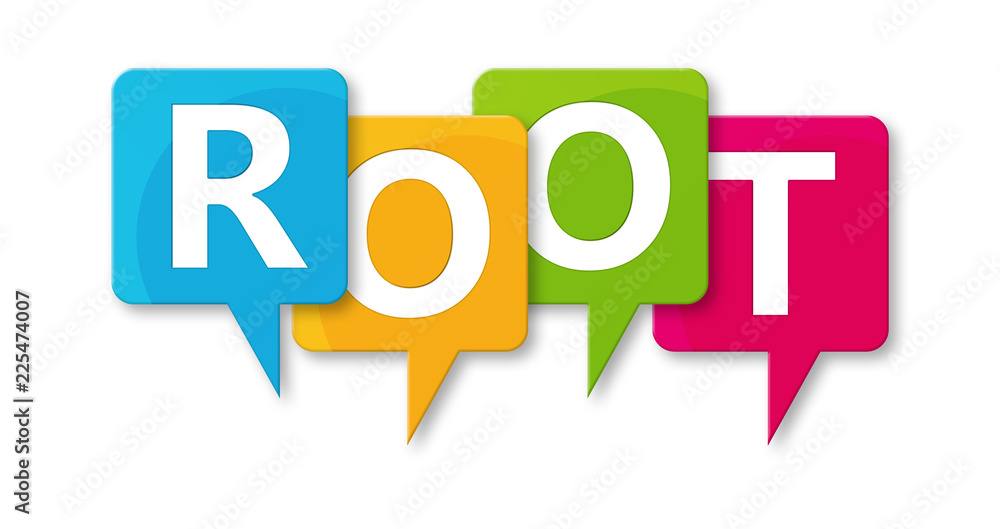 Root - letters written in beautiful boxes on white background Root - letters written in beautiful boxes on white background