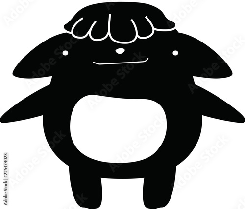 Black cartoon cute monster vector