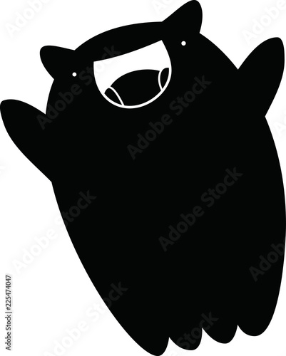 Black cartoon cute monster vector