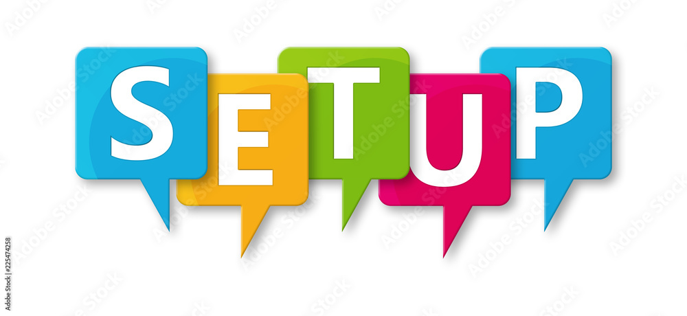 Setup - letters written in beautiful boxes on white background Setup - letters written in beautiful boxes on white background