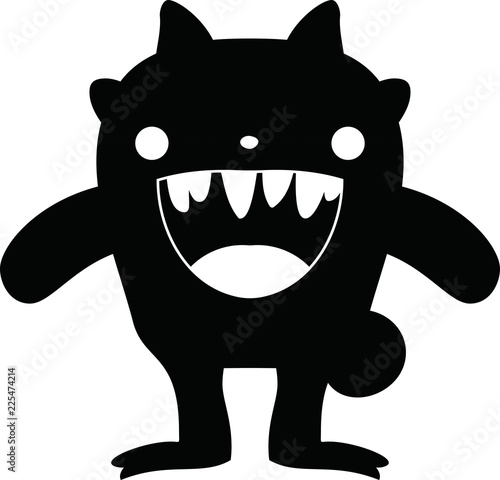 Black cartoon cute monster vector