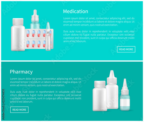 Medication and Pharmacy Web Banners Remedy Set
