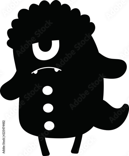 Black cartoon cute monster vector