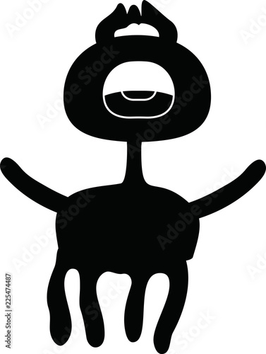 Black cartoon cute monster vector