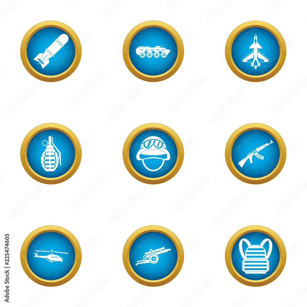 Bombard icons set. Flat set of 9 bombard vector icons for web isolated on white background Bombard icons set. Flat set of 9 bombard vector icons for web isolated on white background