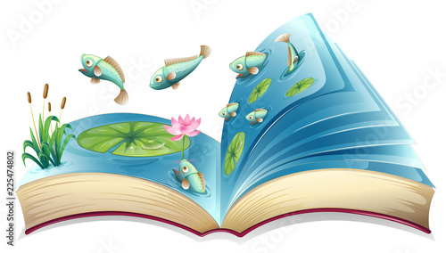 Fish in the pond open book