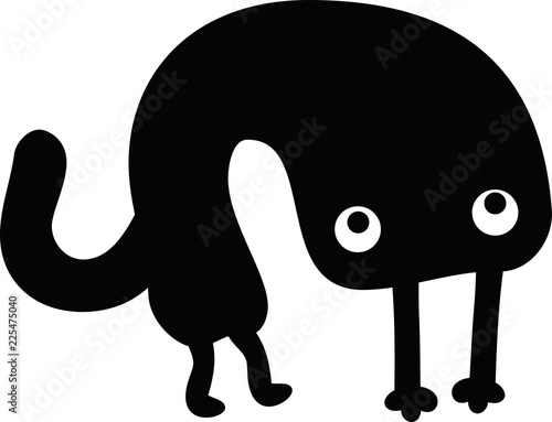 Black cartoon cute monster vector