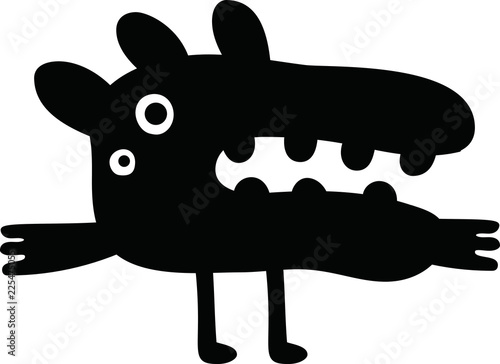 Black cartoon cute monster vector