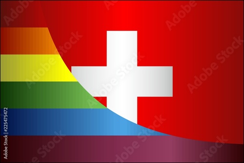 Grunge Switzerland and Gay flags - Illustration,
Abstract grunge Switzerland flag and LGBT flag