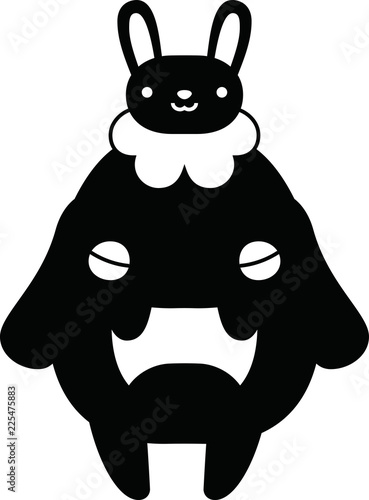 Black cartoon cute monster vector