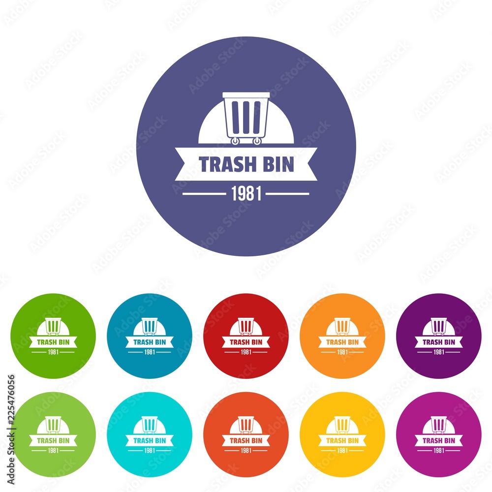 Bin plastic icons color set vector for any web design on white background