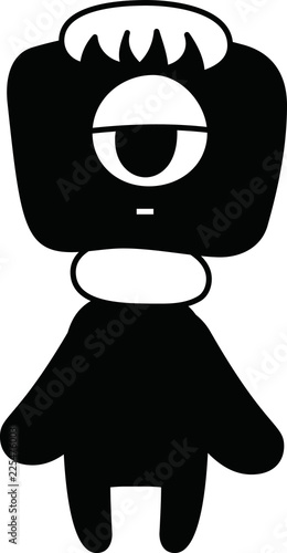 Black cartoon cute monster vector