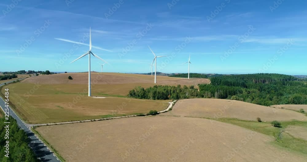 Wind turbines in arerial view Wind turbines in arerial view
