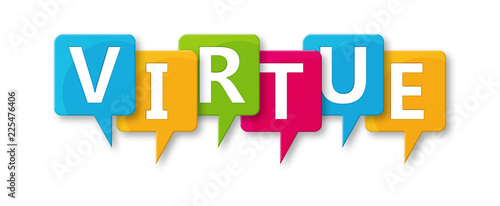 Tableau sur toile Virtue - letters written in beautiful boxes on white background