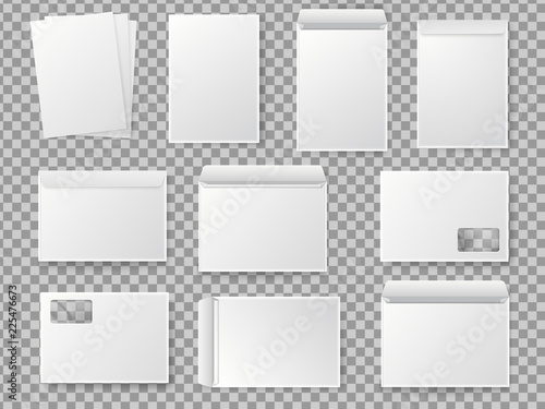 Fotografie Vector blank white paper C4 envelope set.