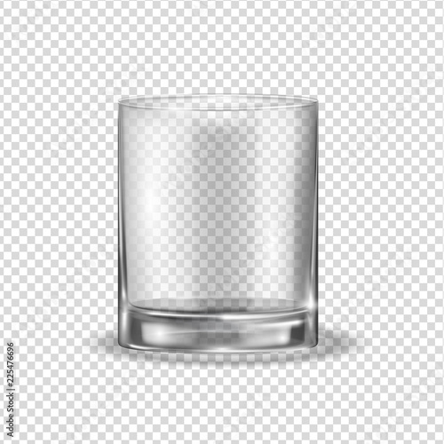 Realistic glassfull transparent shiny glass, on a light abstract