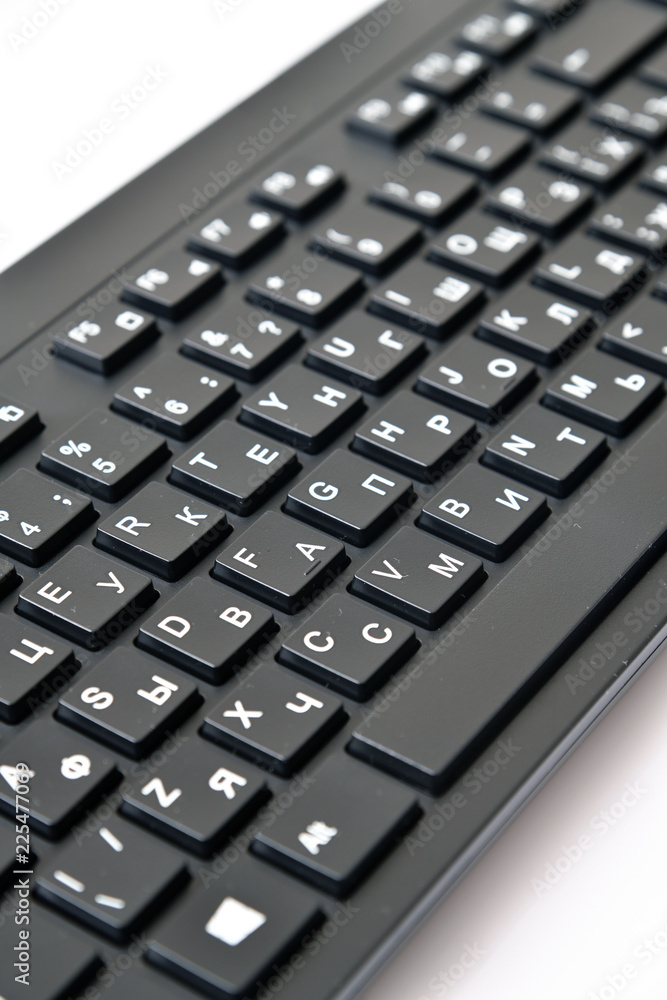 black wireless keyboard with Russian and English letters black wireless keyboard with Russian and English letters