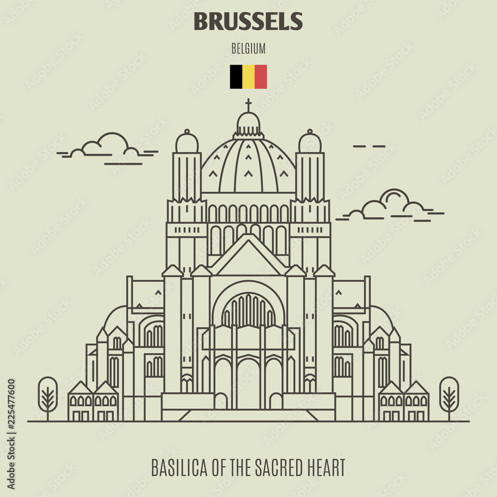 Basilica of the Sacred Heart in Brussels, Belgium. Landmark icon