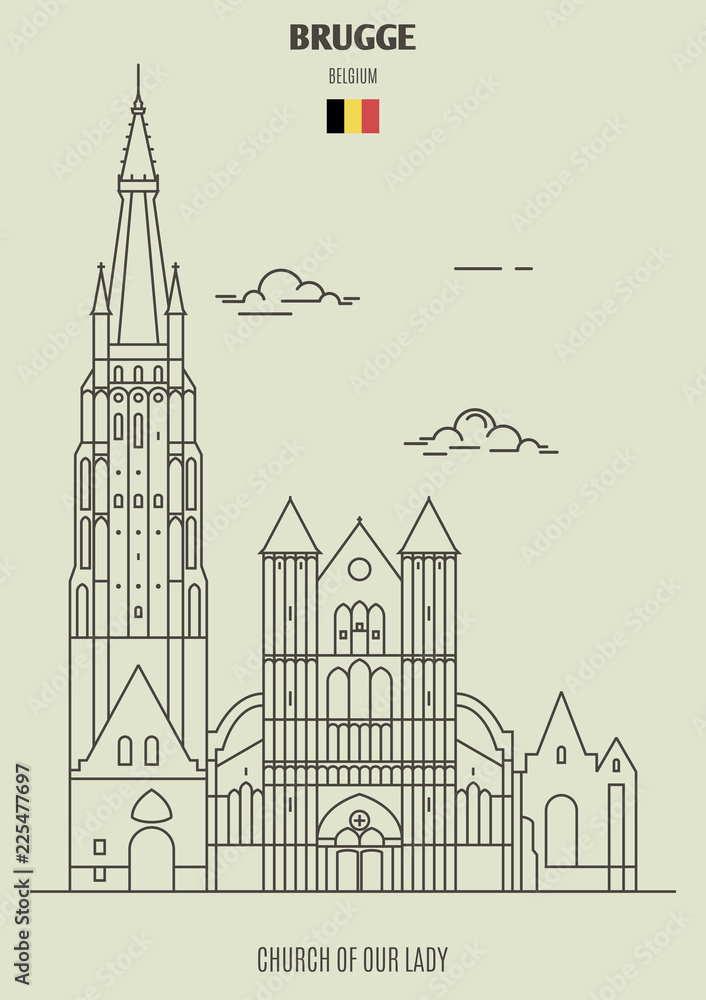 Church of Our Lady in Brugge, Belgium. Landmark icon