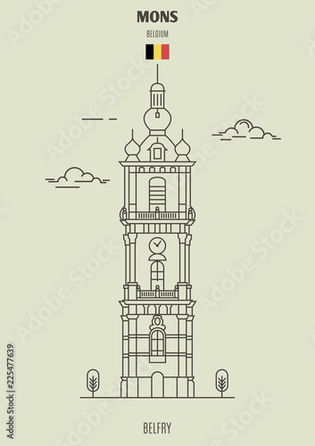 Belfort Tower in Mons, Belgium. Landmark icon photo