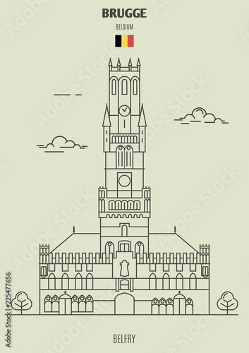 Belfry in Brugge, Belgium. Landmark icon