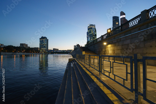 Moscow city embankment at the night time