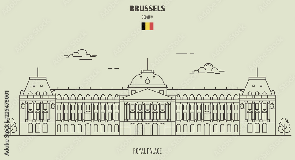 Royal Palace in Brussels, Belgium. Landmark icon