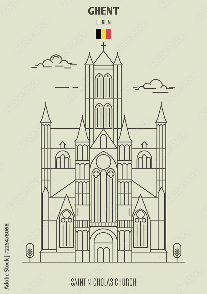 Saint Nicholas Church in Ghent, Belgium. Landmark icon