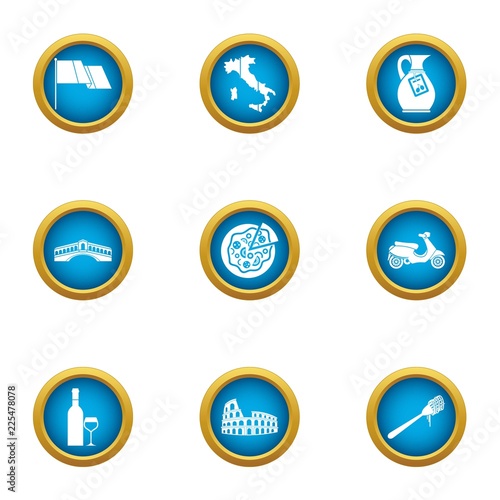 Euro municipal icons set. Flat set of 9 euro municipal vector icons for web isolated on white background
