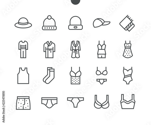 Clothes UI Pixel Perfect Well-crafted Vector Thin Line Icons 48x48 Grid for Web Graphics and Apps. Simple Minimal Pictogram Part 1-5