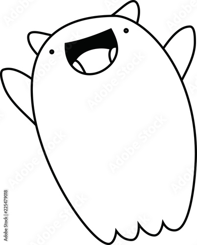 White cartoon cute monster vector