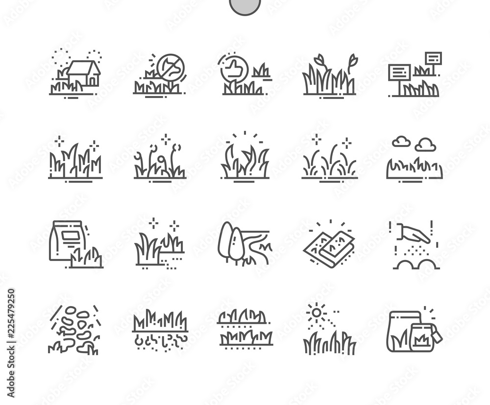 Types Garden grass Well-crafted Pixel Perfect Vector Thin Line Icons 30 2x Grid for Web Graphics and Apps. Simple Minimal Pictogram