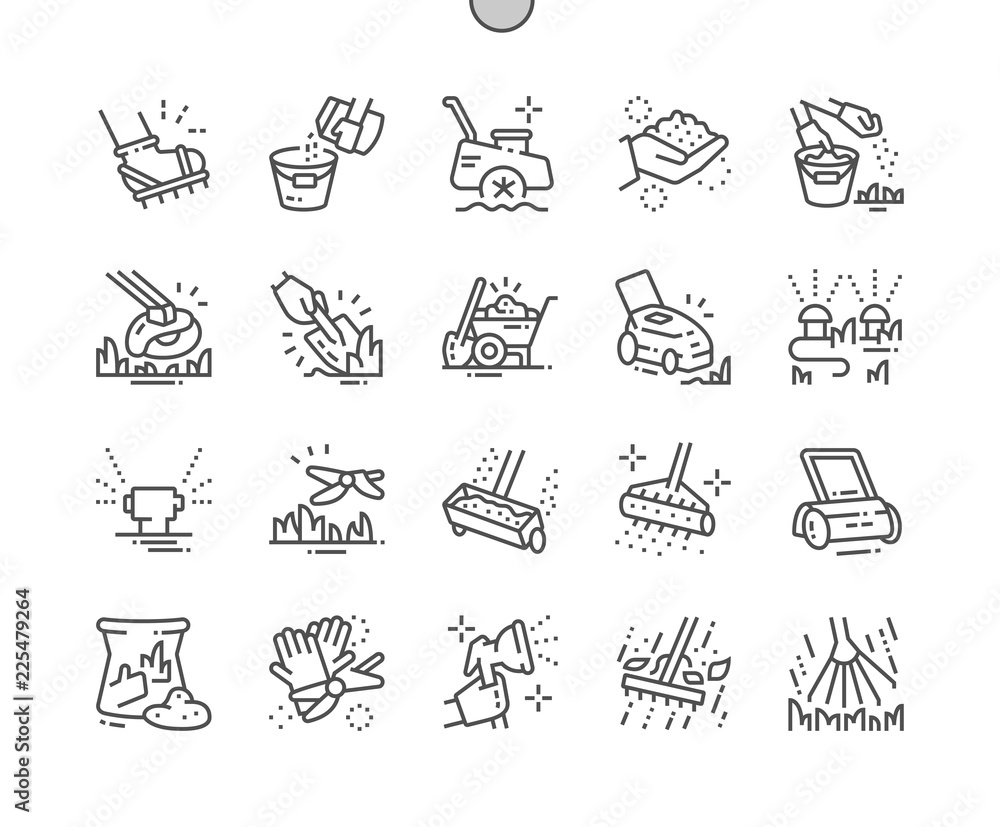 Lawn care Well-crafted Pixel Perfect Vector Thin Line Icons 30 2x Grid for Web Graphics and Apps. Simple Minimal Pictogram
